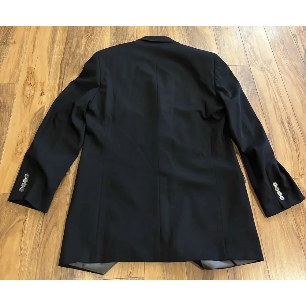 Calvin‎ Klein 43L Black Wool Sport Coat Suit Blazer Jacket 3 Buttons